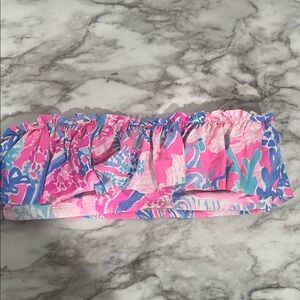 Lilly Pulitzer Ruffled Bandeau Bikini Top Pascha Pink Aquadesiac 0